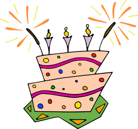 Joyful Birthday Cake Celebration with Sparklers PNG