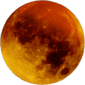 Fiery Orange Moon in Mysterious Night Sky PNG
