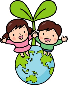 Joyful Children Celebrating Ecology and Earth PNG