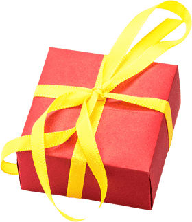 Cheerful Red Gift Box with Yellow Ribbon PNG