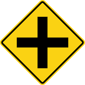 Yield Road Sign Ahead for Crossroad Caution PNG