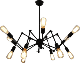 Stylish Modern Chandelier with Light Bulbs PNG