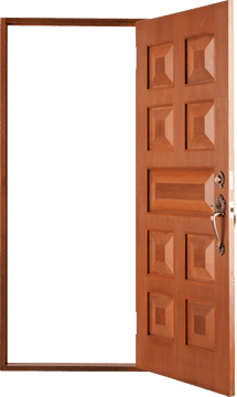 Elegant Wooden Door with Intricate Panels PNG