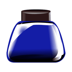 Elegant Blue Ink Bottle Design PNG