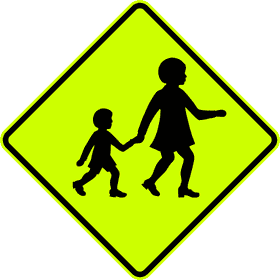 Child Safety Crossing Zone Ahead PNG