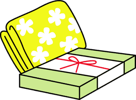 Cheerful Gift Box with Floral Wrap PNG