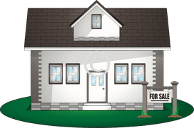 Charming House with For Sale Sign PNG