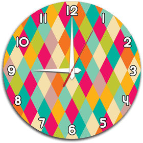 Colorful Diamond Pattern Clock Design PNG