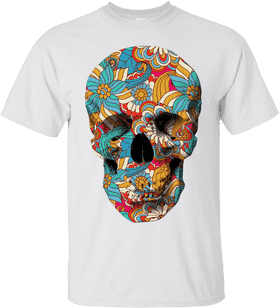 Colorful Grocery Skull Design T-Shirt PNG