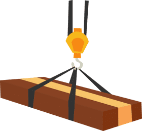 Building Crane Lifting Wooden Beam PNG