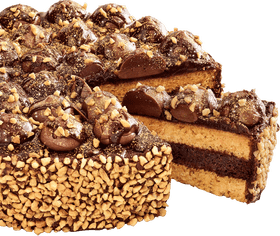 Hazelnut Delight Layered Cake with Crunchy Toppings PNG