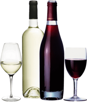 Elegant Wine Bottle Display with Glasses PNG