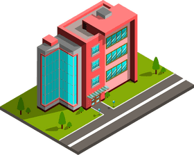 Modern Office Lobby Design in a Vibrant Building PNG