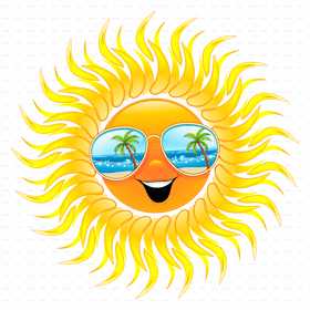 Cheerful Summer Sun with Shades and Waves PNG