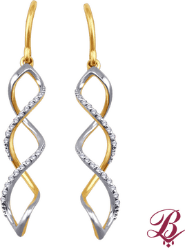 Elegant Twisted Earrings with Sparkling Accents PNG