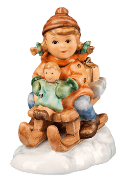 Winter Joy Figurine Cherished Moments on a Sled PNG