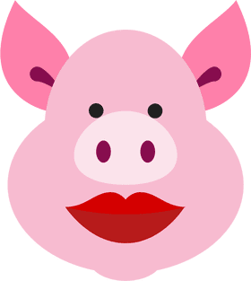 Lipstick on a Cute Piggy Face PNG