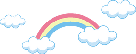 Whimsical Rainbow and Cloud Dreamscape PNG