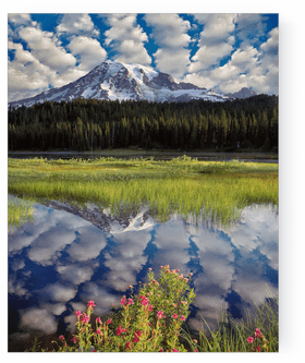Cloud Reflections Over Serene Mountain Lake PNG