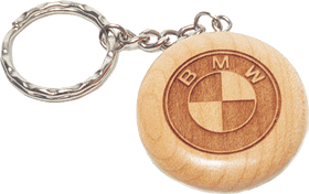 BMW Logo Wooden Keychain Design PNG