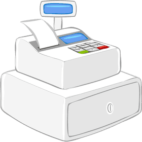 Modern Cash Register with Receipt Printer PNG