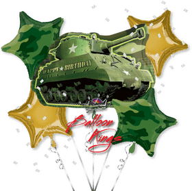 Army Birthday Bash with Tank Balloons PNG