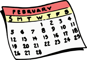 Colorful February Calendar Overview PNG