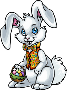 Easter Bunny with Colorful Egg Basket PNG