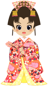 Vibrant Kimono Beauty in Bloom PNG