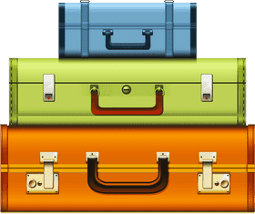 Colorful Stack of Luggage Suitcases PNG