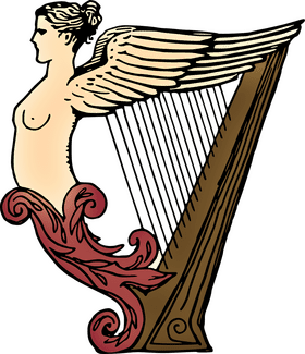 Elegant Harp as a Musical Instrument PNG