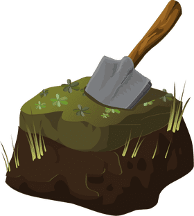 Fresh Grass and Shovel Gardening Scene PNG