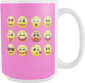 Whimsical Emoji Ceramic Mug for Fun Sips PNG