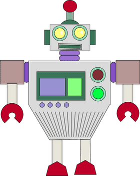 Whimsical Colorful Retro Robot Companion PNG