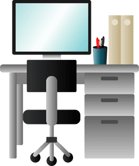 Sleek Modern Office Desk Setup PNG