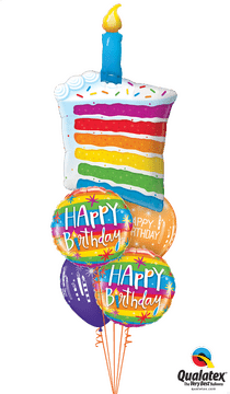 Colorful Balloon Birthday Cake Celebration PNG