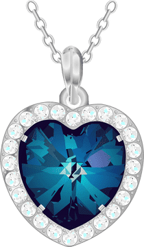 Elegant Heart-Shaped Necklace Pendant with Blue Gemstones PNG