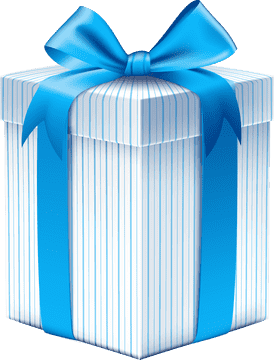 Elegant Blue Striped Gift Box Delight PNG