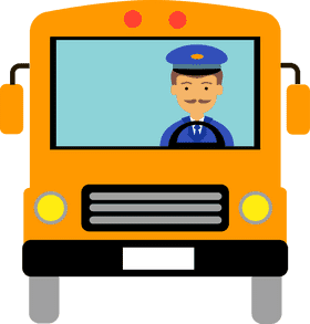 Cheerful School Bus Driver at the Wheel PNG