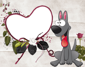 Heartfelt Picture with a Playful Pup PNG