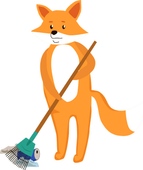 Friendly Fox Clean Tool Helper PNG