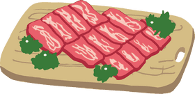 Savory Meat Showcase on a Wooden Board PNG