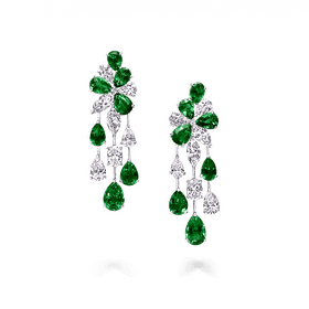 Elegant Emerald and Diamond Earrings PNG