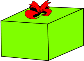 Bright Green Gift Box with Red Bow PNG