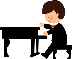 Joyful Melody Kid at Piano Keys PNG