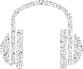Music Note Symphony in Headphones PNG