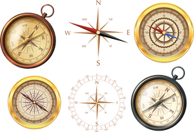 Elegant Compass Rose Collection of Navigational Designs PNG