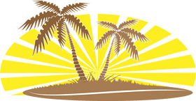 Tropical Sunset Oasis PNG