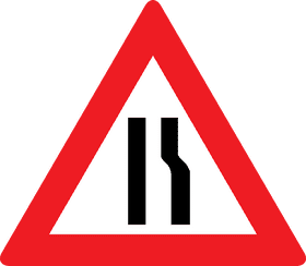 Road Sign Indicating Narrowing of the Road Ahead PNG