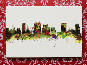 Vibrant City Skyline in Watercolor Splendor PNG